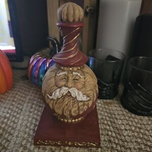 Whimsical Santa Art Sculpture - Red and Gold